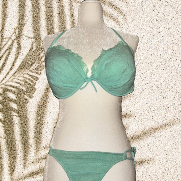 Victoria's Secret Other - Victoria’s Secret Elegant Lace Halter Bikini Set